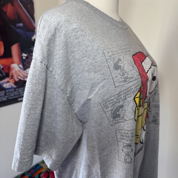 Peanuts Retro Santa Snoopy Graphic Distressed T Shirt - Picture 10 of 15
